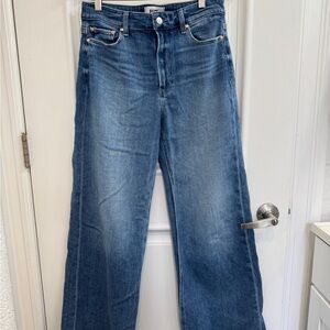 PAIGE Wide-Leg High-Rise Medium Blue Jeans